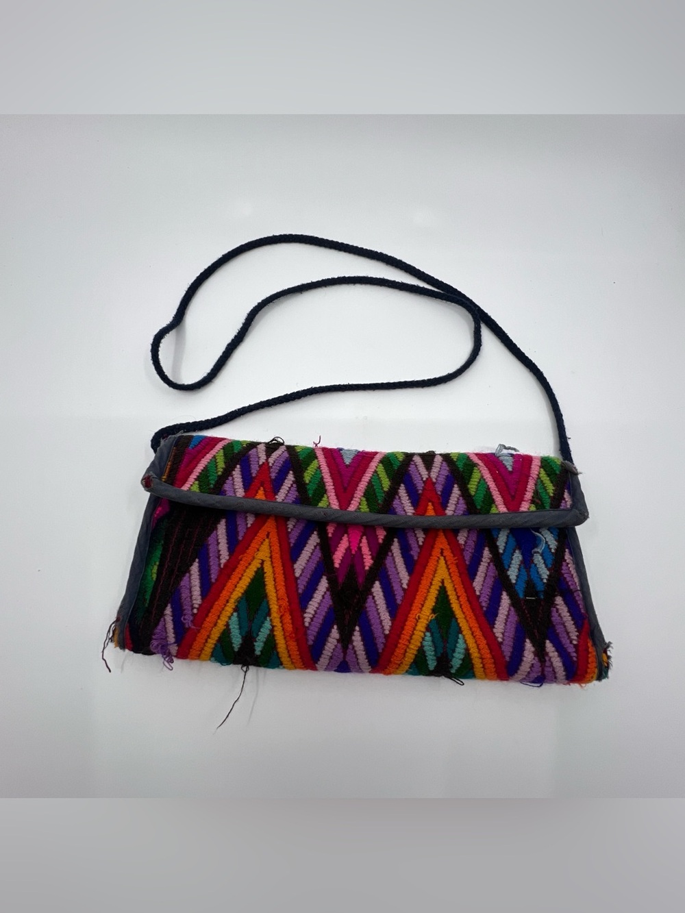 Woven Multicolor Foldout hook and loop Purse Multiple Pockets and Strap as is